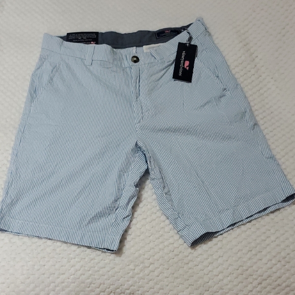 Vineyard Vines Light Blue Striped Flat Front Shorts - Picture 2 of 7